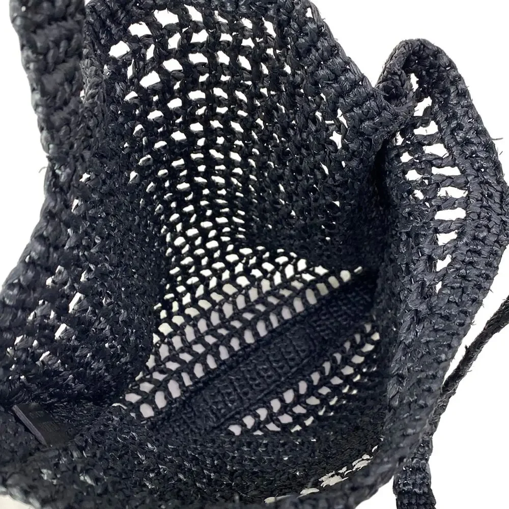 Prada Crochet Tote Bag Tote Bag 1BG393 Black White